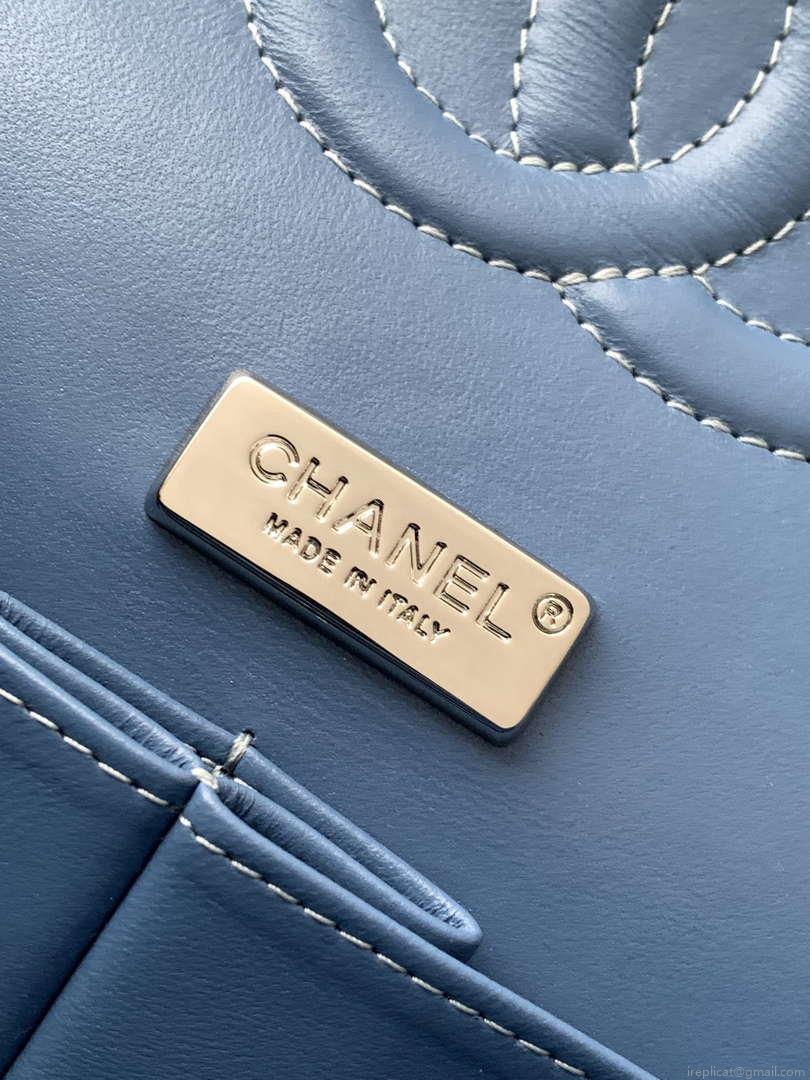 Chanel A01112 Flap Classic Handbag Blue Denim beaded sequin bag