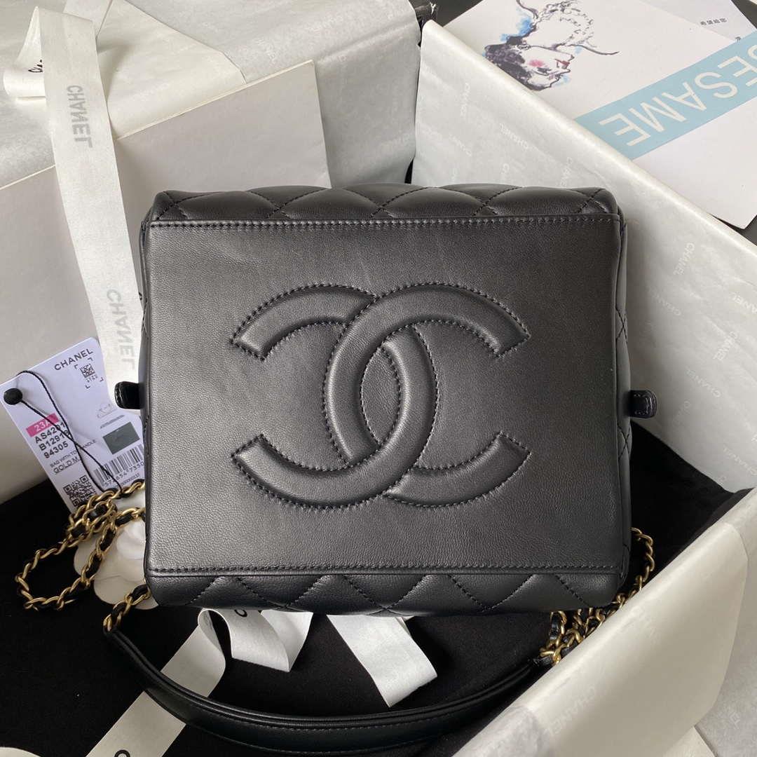 Chanel AS4201 Bag With Top Handle Calfskin Black