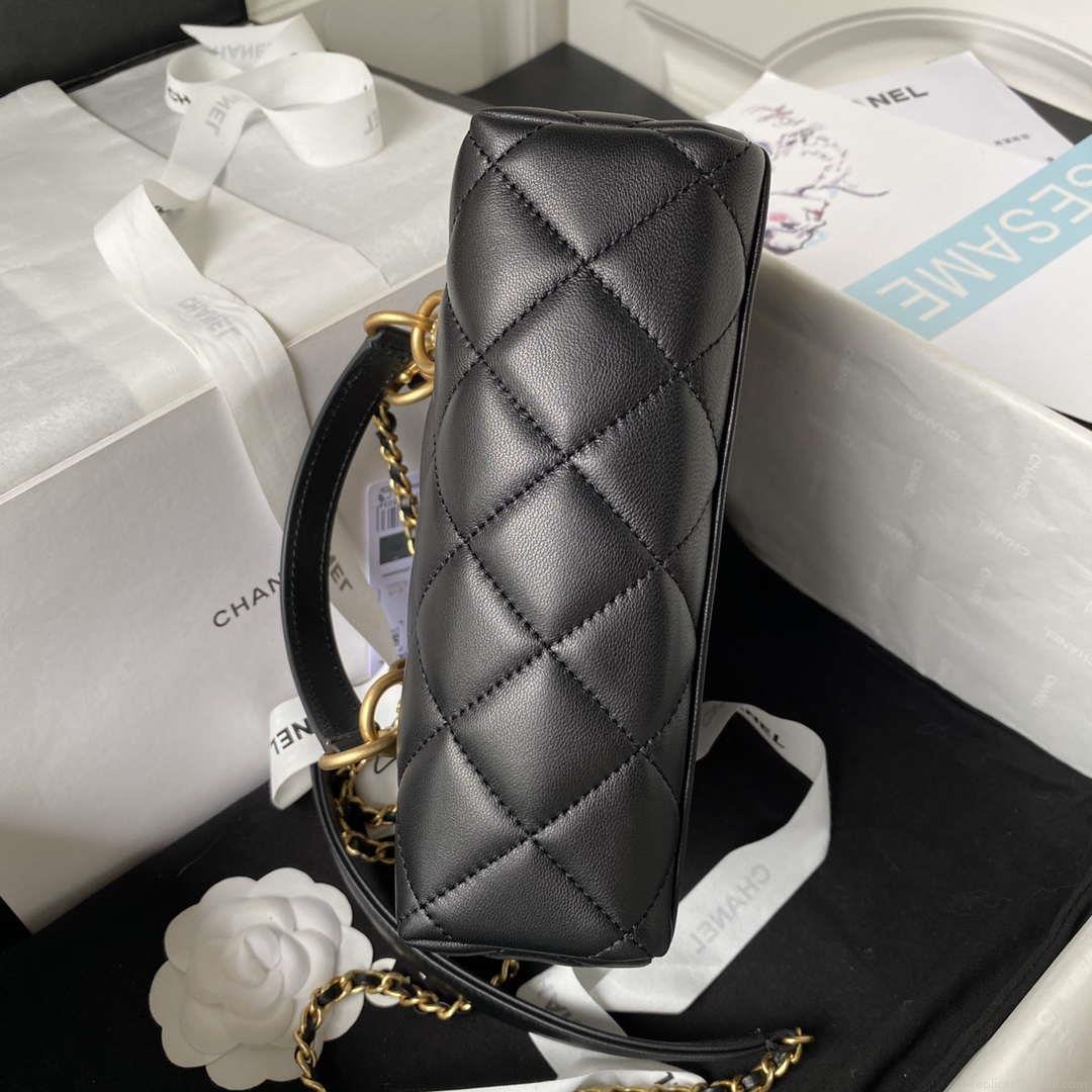 Chanel AS4201 Bag With Top Handle Calfskin Black