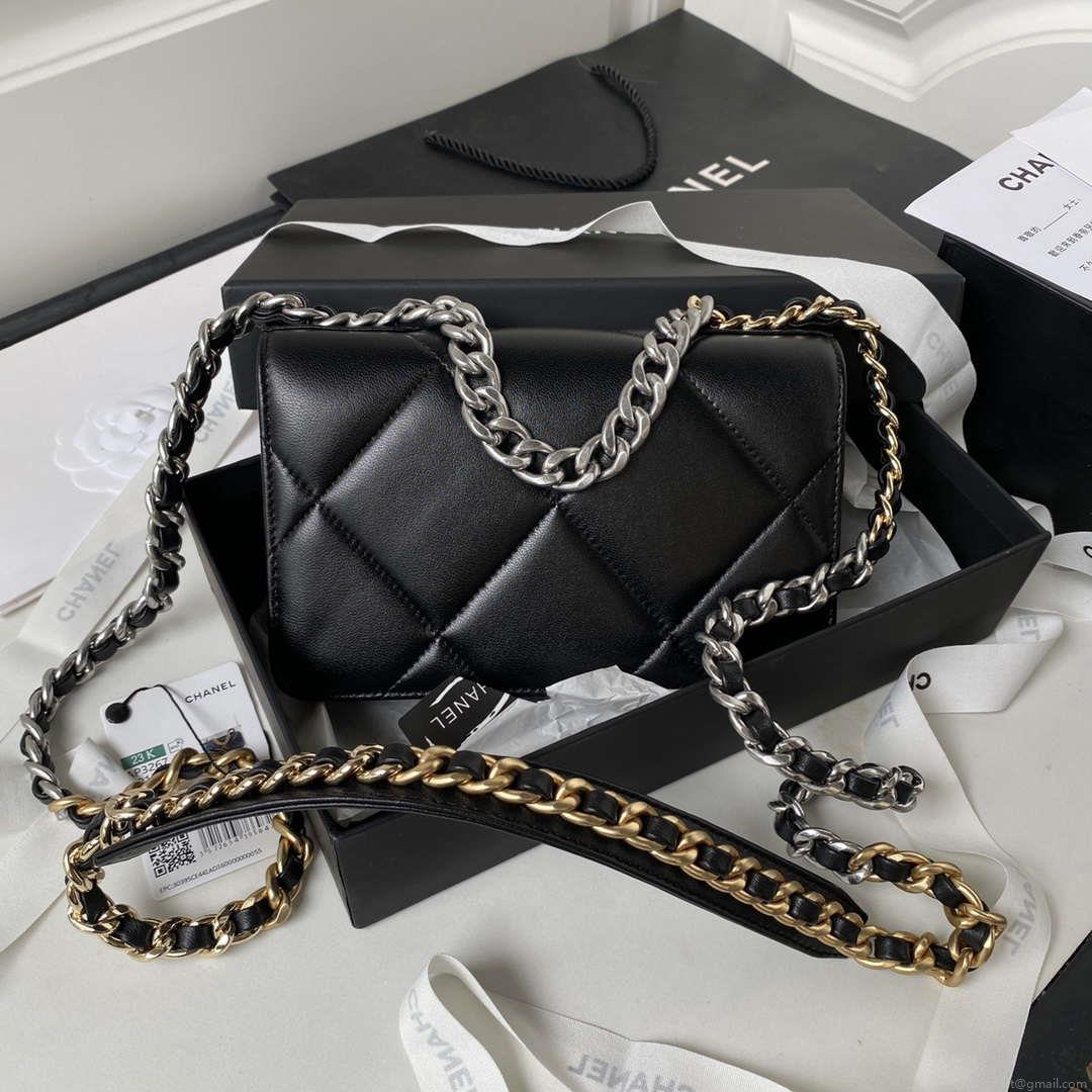 Chanel AP3267 19 Wallet on Chain Woc Shiny Lambskin Black