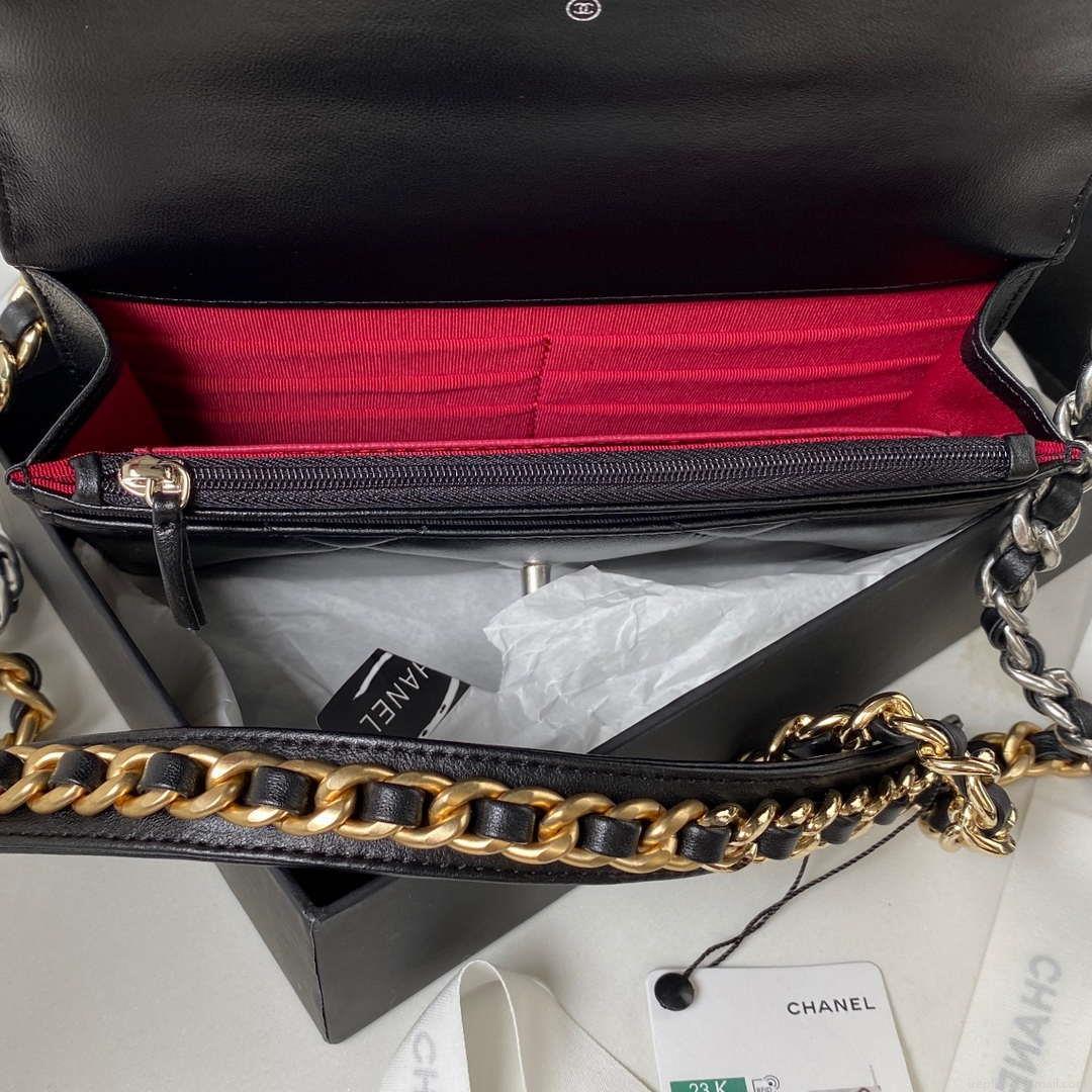 Chanel AP3267 19 Wallet on Chain Woc Shiny Lambskin Black