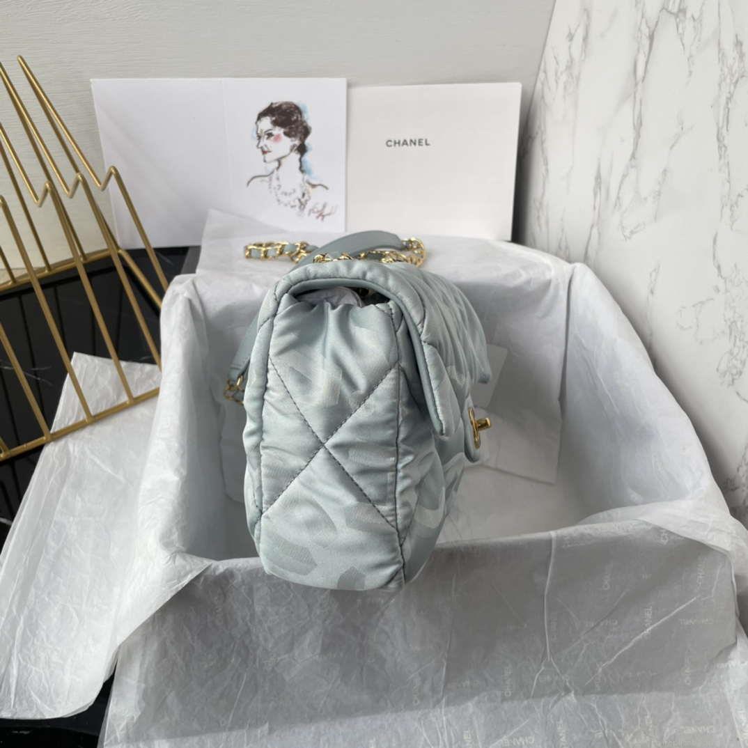 Chanel AS1118 Flap bag Satin fabric Light blue