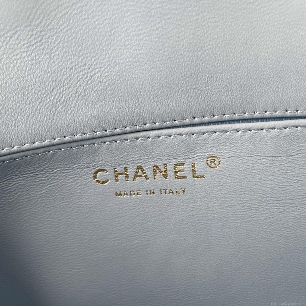 Chanel AS1118 Flap bag Satin fabric Light blue