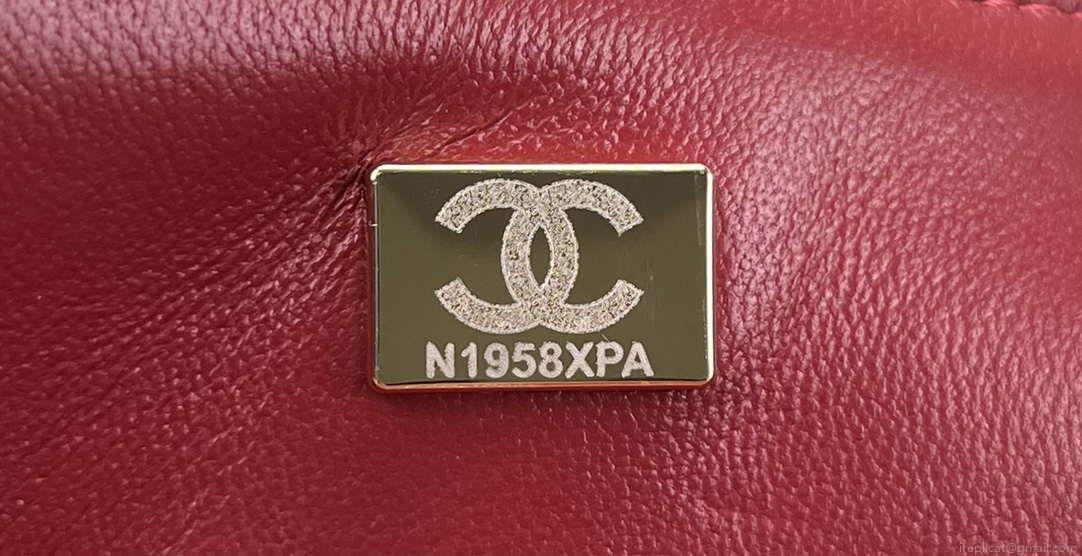 Chanel A01112 Flap Classic Handbag Woolen & Gold-Tone Metal Red