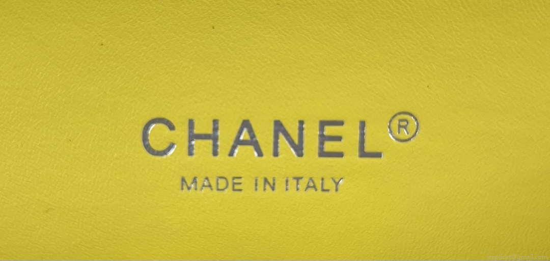 Chanel A01112 Flap Classic Handbag Woolen & Silver-Tone Metal Yellow