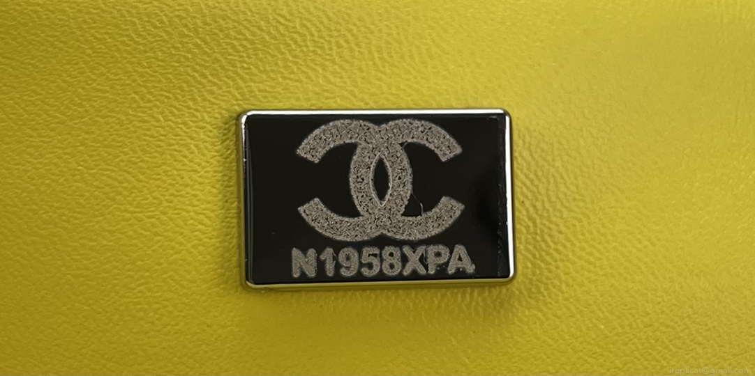 Chanel A01112 Flap Classic Handbag Woolen & Silver-Tone Metal Yellow