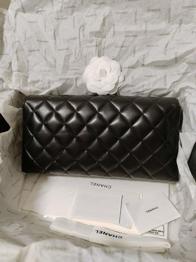 Chanel AS4455 CLUTCH Lambskin Imitation Pearls & Gold Metal Black