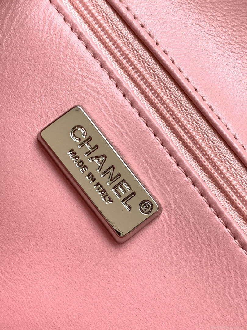 Chanel 20cm Flap Handbag Rhinestones 23S CF Limited Edition Pink