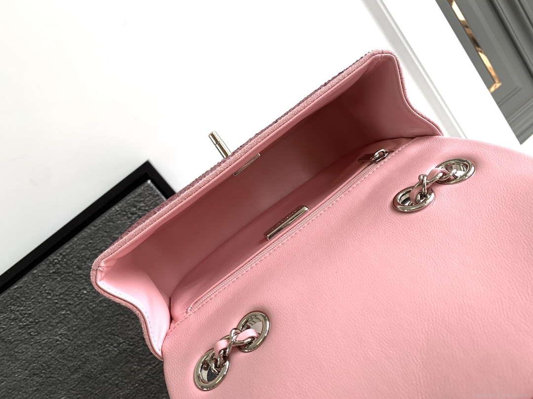Chanel 20cm Flap Handbag Rhinestones 23S CF Limited Edition Pink