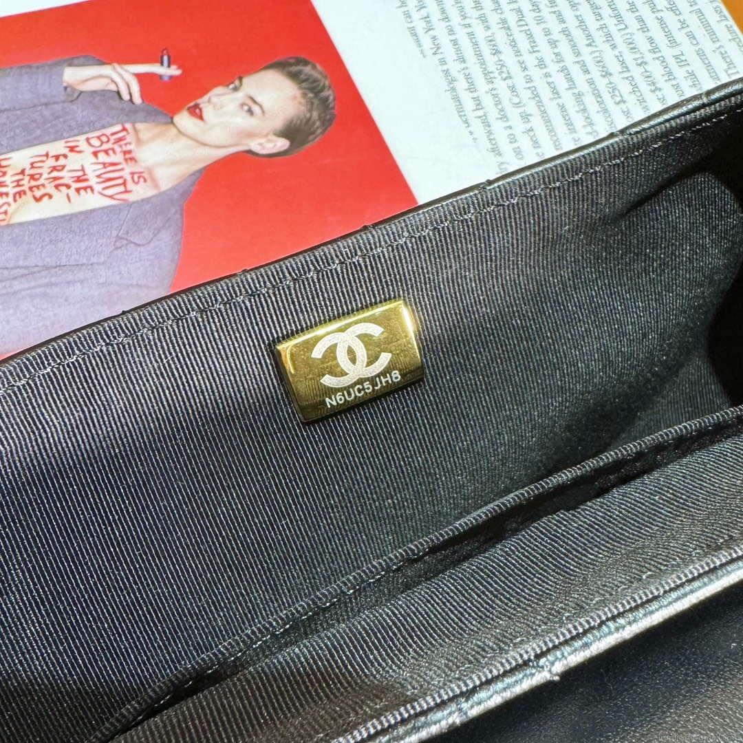 Chanel AS4569 Large Bag With Top Handle Pearly Lambskin & Gold-Tone Metal Black