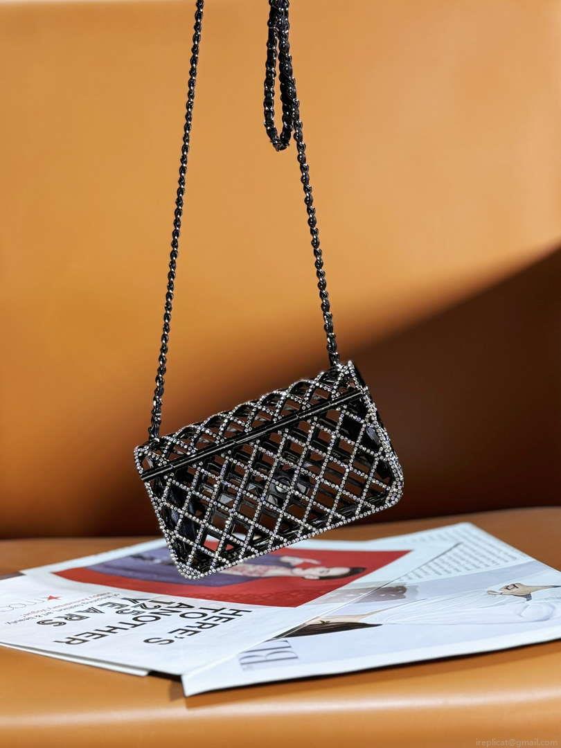 Chanel 24c collector series evening bag White Swarovski rhinestones A88810