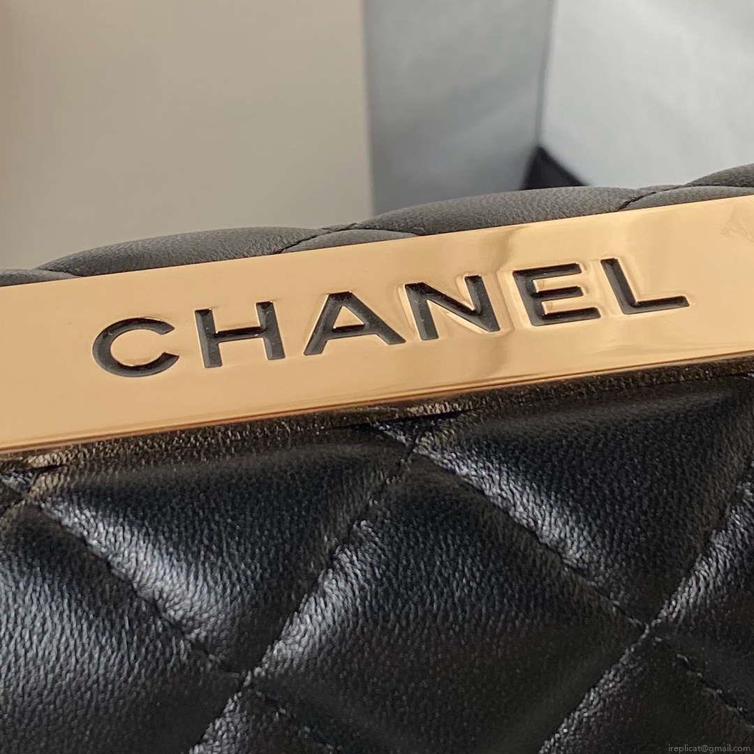 Chanel AS4654 Trendy CC Flap Bag With Top Handle Lambskin & Gold-Tone Metal Black