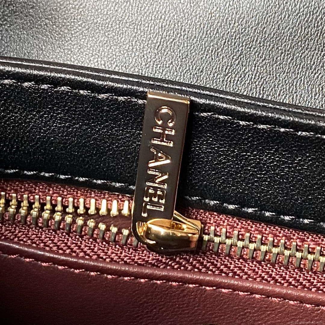 Chanel AS4654 Trendy CC Flap Bag With Top Handle Lambskin & Gold-Tone Metal Black