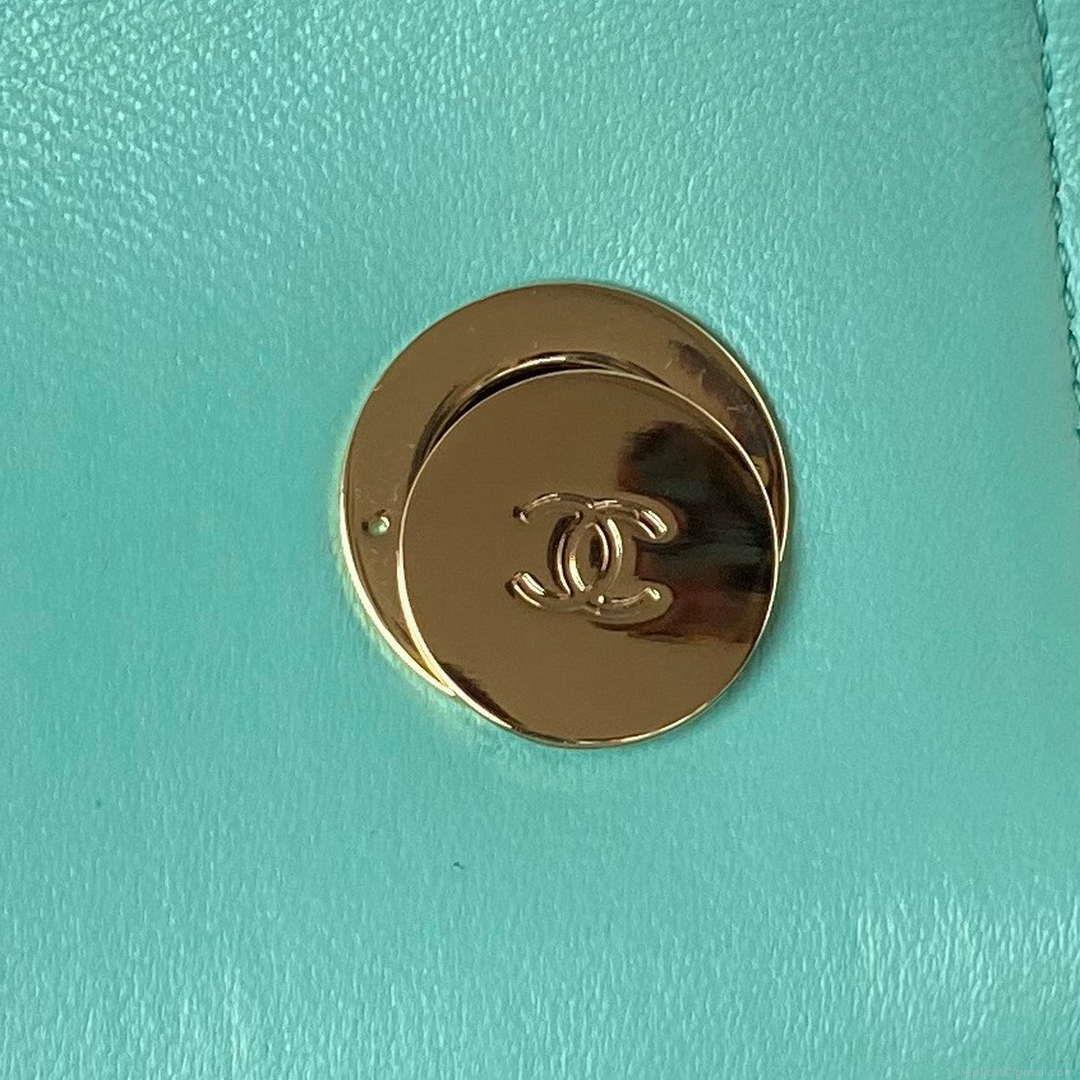 Chanel AS4654 Trendy CC Flap Bag With Top Handle Lambskin & Gold-Tone Metal Blue