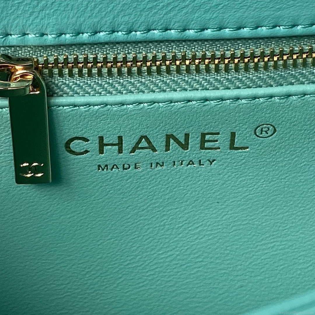 Chanel AS4654 Trendy CC Flap Bag With Top Handle Lambskin & Gold-Tone Metal Blue