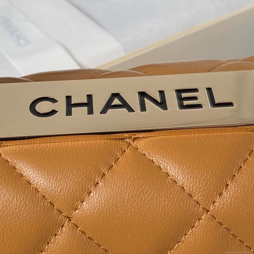 Chanel AS4654 Trendy CC Flap Bag With Top Handle Lambskin & Gold-Tone Metal Orange