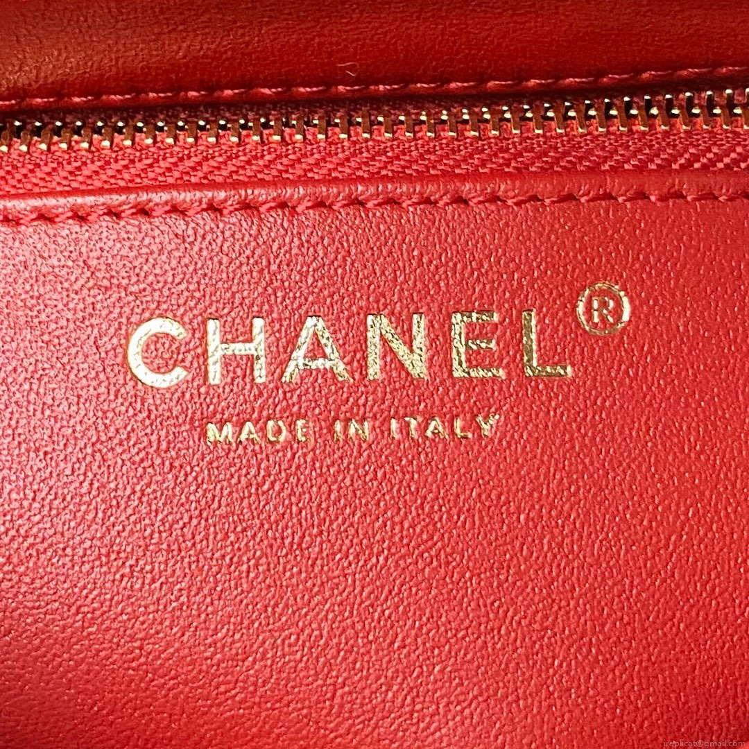 Chanel AS4654 Trendy CC Flap Bag With Top Handle Lambskin & Gold-Tone Metal Red
