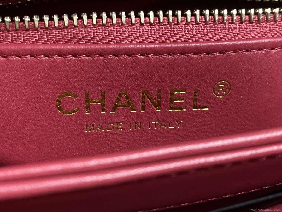 Chanel AS4654 Trendy CC Flap Bag With Top Handle Lambskin & Gold-Tone Metal Wine Red