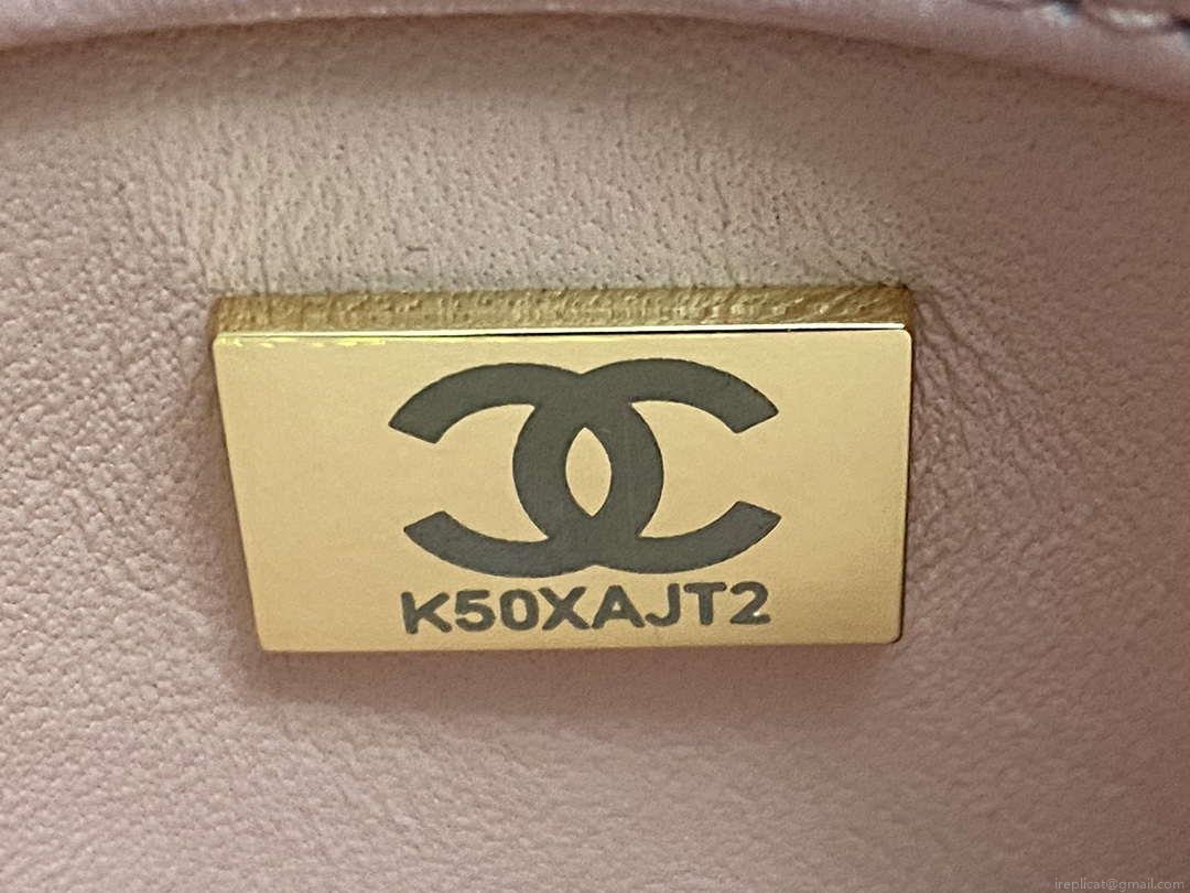 Chanel AS4654 Trendy CC Flap Bag With Top Handle Pink Lambskin Multicolor Logo