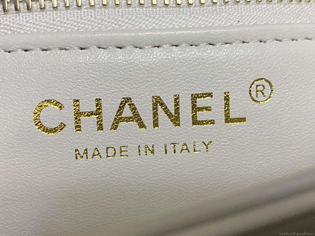 Chanel AS4654 Trendy CC Flap Bag With Top Handle White Lambskin Multicolor Logo