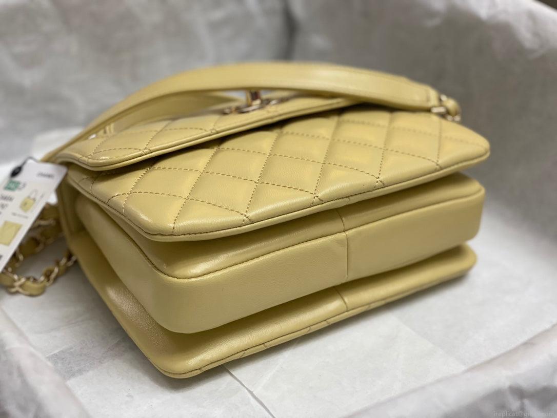Chanel AS4654 Trendy CC Flap Bag With Top Handle Yellow Lambskin Multicolor Logo