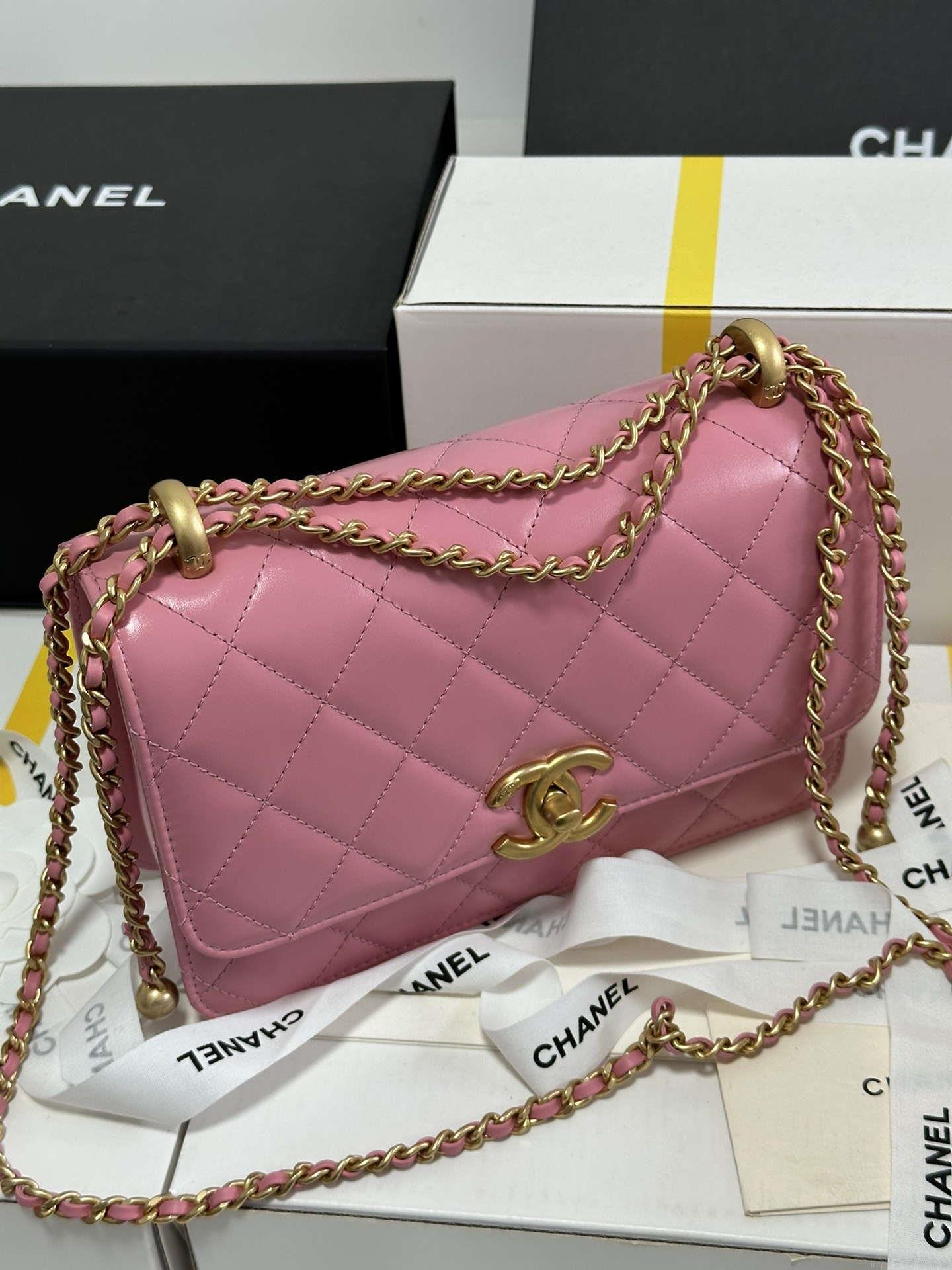 Chanel AS2649 Woc Wallet on Chain with Gold Charm Small Vintage Calfskin Bag Pink