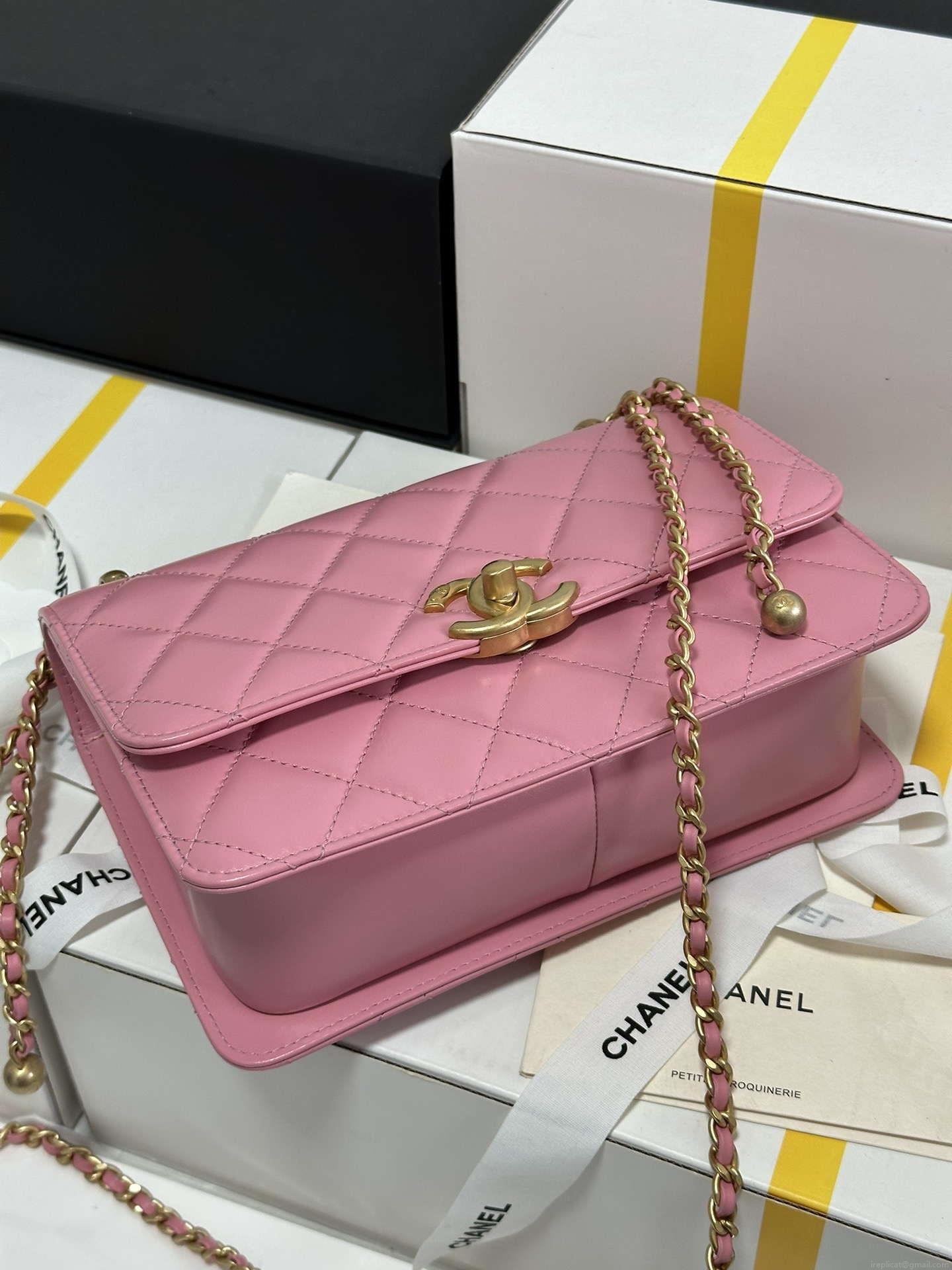 Chanel AS2649 Woc Wallet on Chain with Gold Charm Small Vintage Calfskin Bag Pink