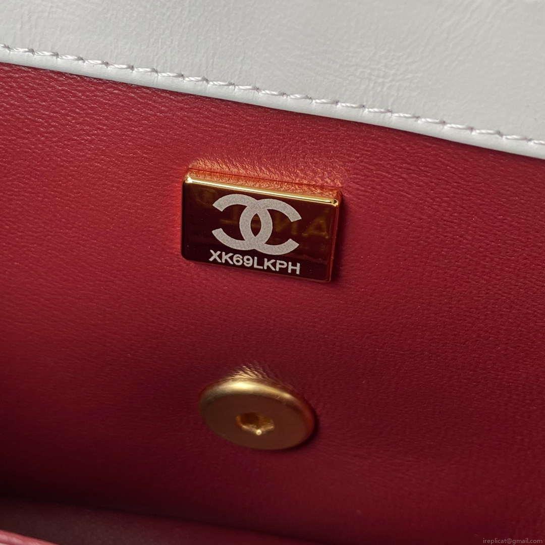 Chanel AS2649 Woc Wallet on Chain with Gold Charm Small Vintage Calfskin Bag White