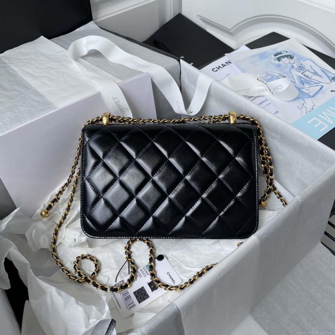 Chanel AS2649 Woc Wallet on Chain with Gold Charm Small Vintage Calfskin Bag Black
