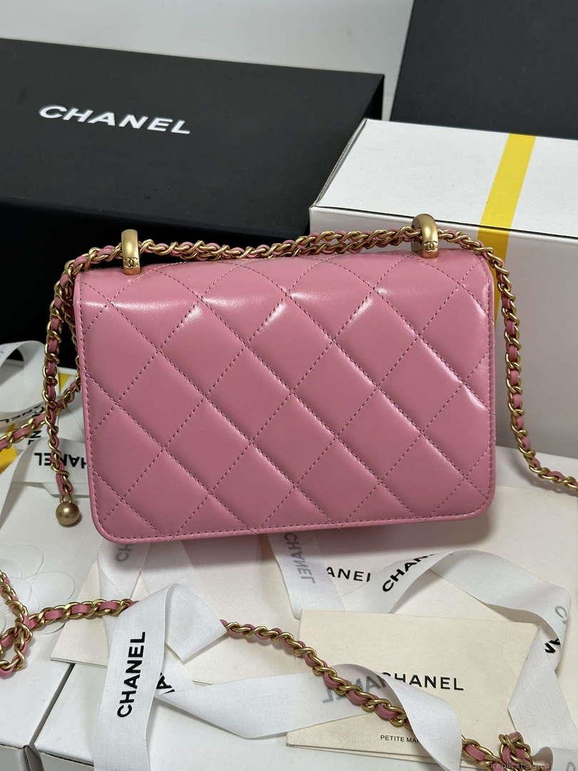 Chanel AS2615 Woc Wallet on Chain with Gold Charm Mini Vintage Calfskin Bag Pink