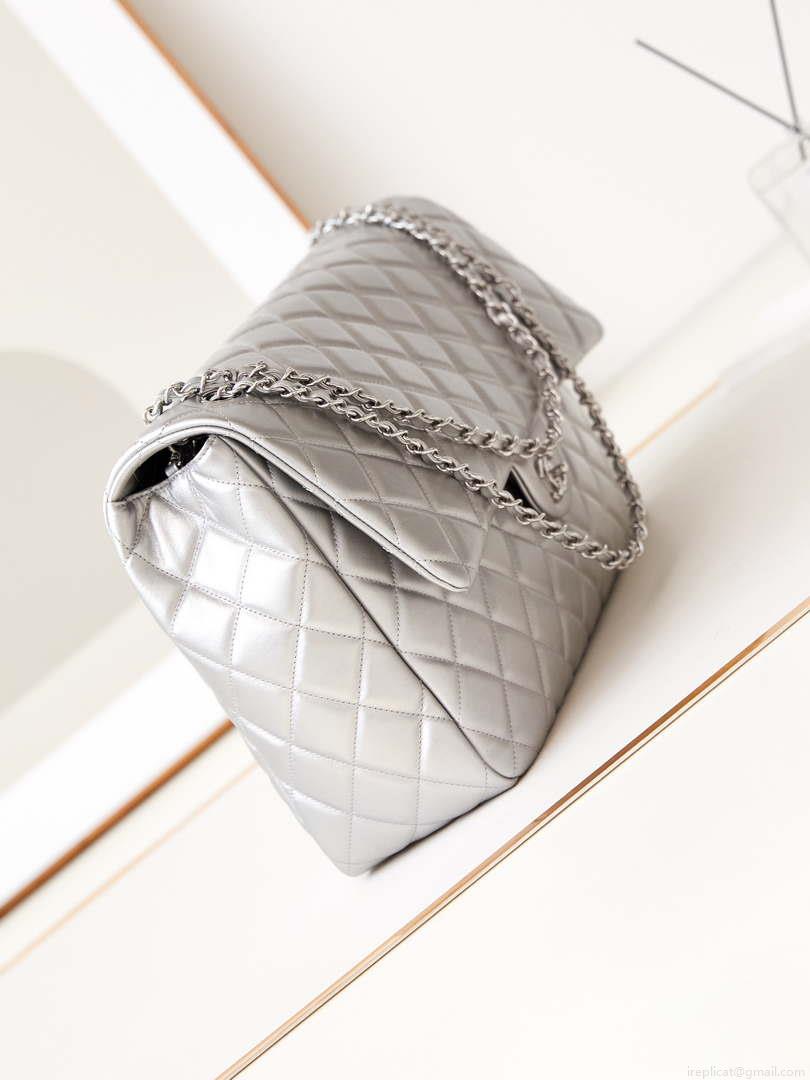 Chanel AS4661 Flap Bag CF Airport Calfskin & Silver-Tone Metal