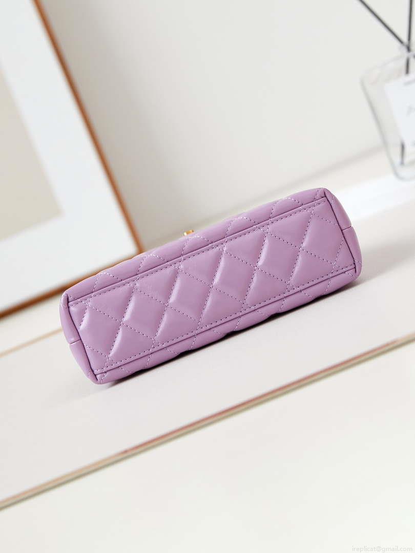 Chanel AS4416 Mini Shopping Bag shiny aged Calfskin gold tone metal Purple