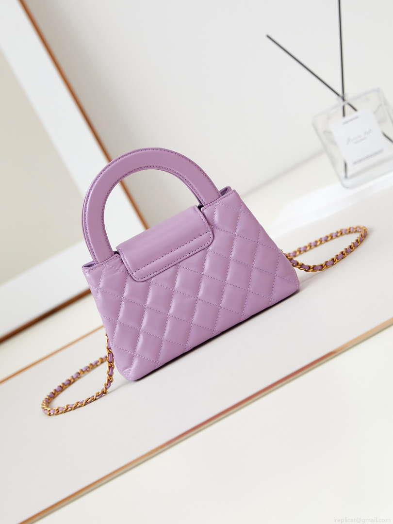 Chanel AS4416 Mini Shopping Bag shiny aged Calfskin gold tone metal Purple