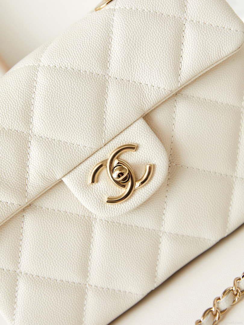 Chanel AS4711 Kelly Bag Calfskin gold tone metal White