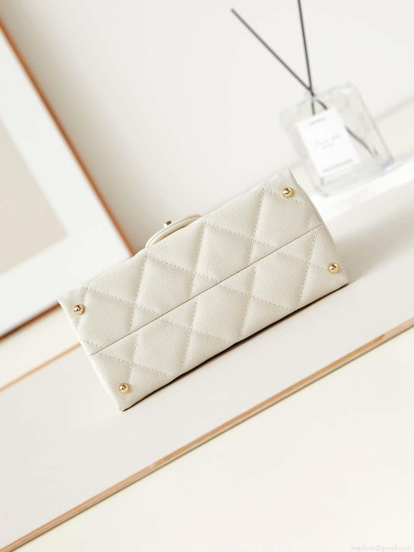 Chanel AS4711 Kelly Bag Calfskin gold tone metal White