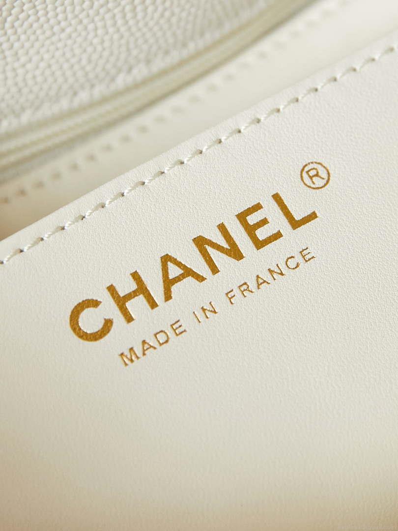 Chanel AS4711 Kelly Bag Calfskin gold tone metal White