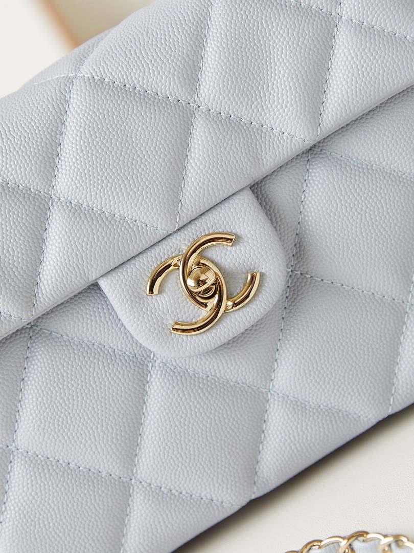 Chanel AS4711 Kelly Bag Calfskin gold tone metal Light Blue