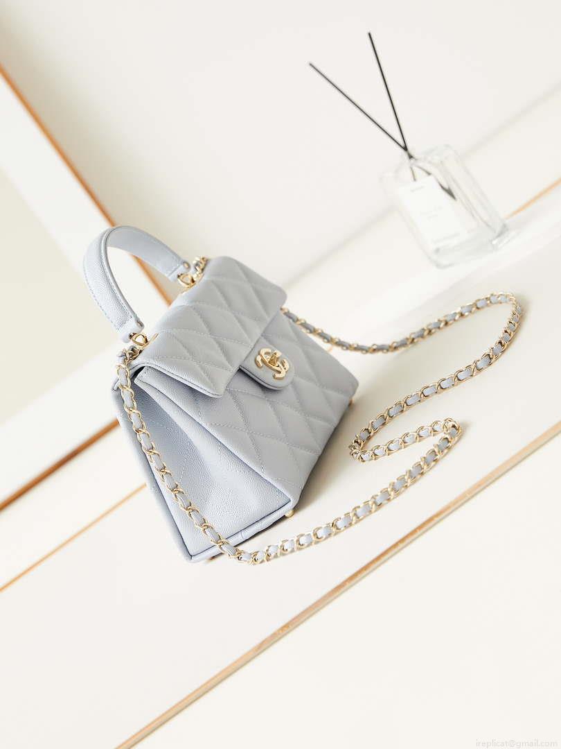 Chanel AS4711 Kelly Bag Calfskin gold tone metal Light Blue