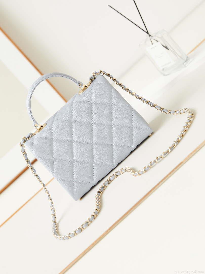 Chanel AS4711 Kelly Bag Calfskin gold tone metal Light Blue