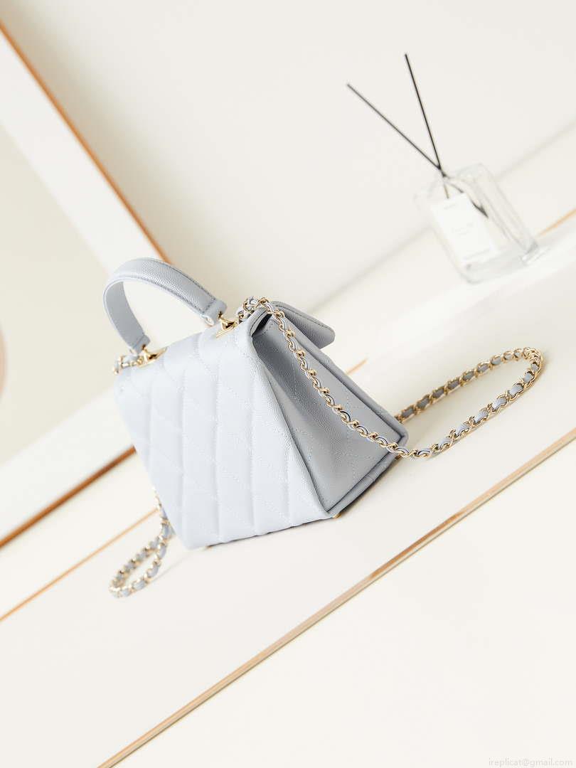 Chanel AS4711 Kelly Bag Calfskin gold tone metal Light Blue