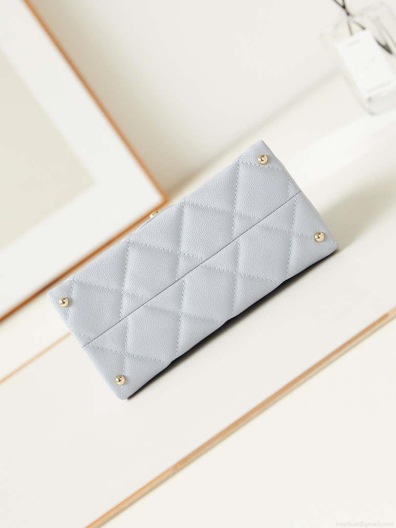 Chanel AS4711 Kelly Bag Calfskin gold tone metal Light Blue