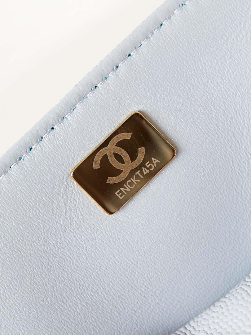 Chanel AS4711 Kelly Bag Calfskin gold tone metal Light Blue