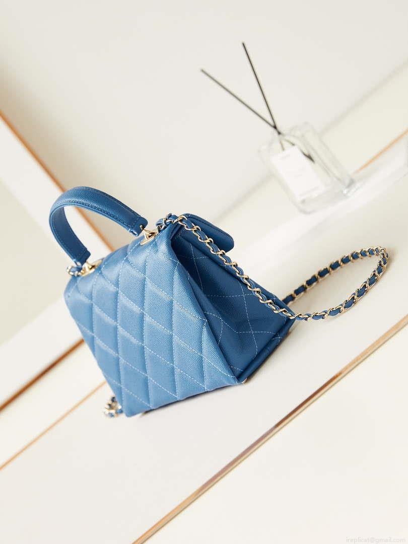 Chanel AS4711 Kelly Bag Calfskin gold tone metal Blue