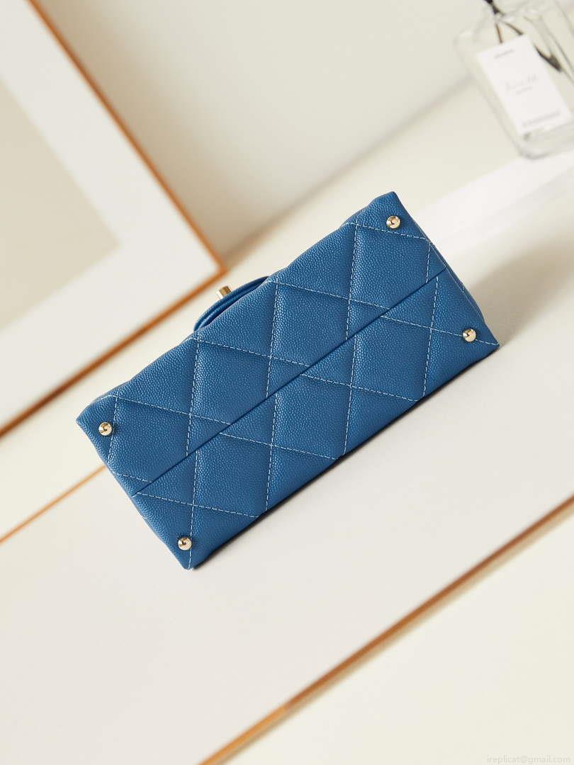 Chanel AS4711 Kelly Bag Calfskin gold tone metal Blue