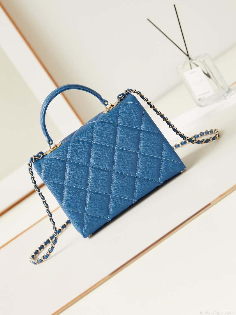 Chanel AS4711 Kelly Bag Calfskin gold tone metal Blue