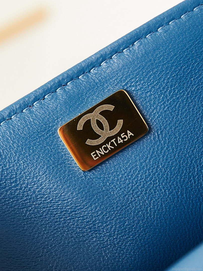 Chanel AS4711 Kelly Bag Calfskin gold tone metal Blue