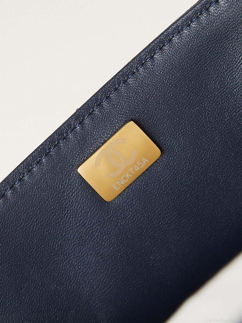 Chanel AS4711 Kelly Bag Calfskin gold tone metal Navy Blue