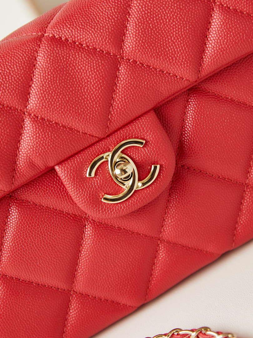 Chanel AS4711 Kelly Bag Calfskin gold tone metal Red