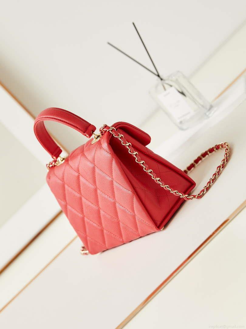 Chanel AS4711 Kelly Bag Calfskin gold tone metal Red