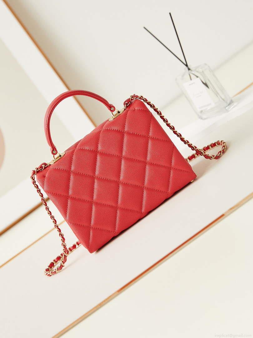 Chanel AS4711 Kelly Bag Calfskin gold tone metal Red